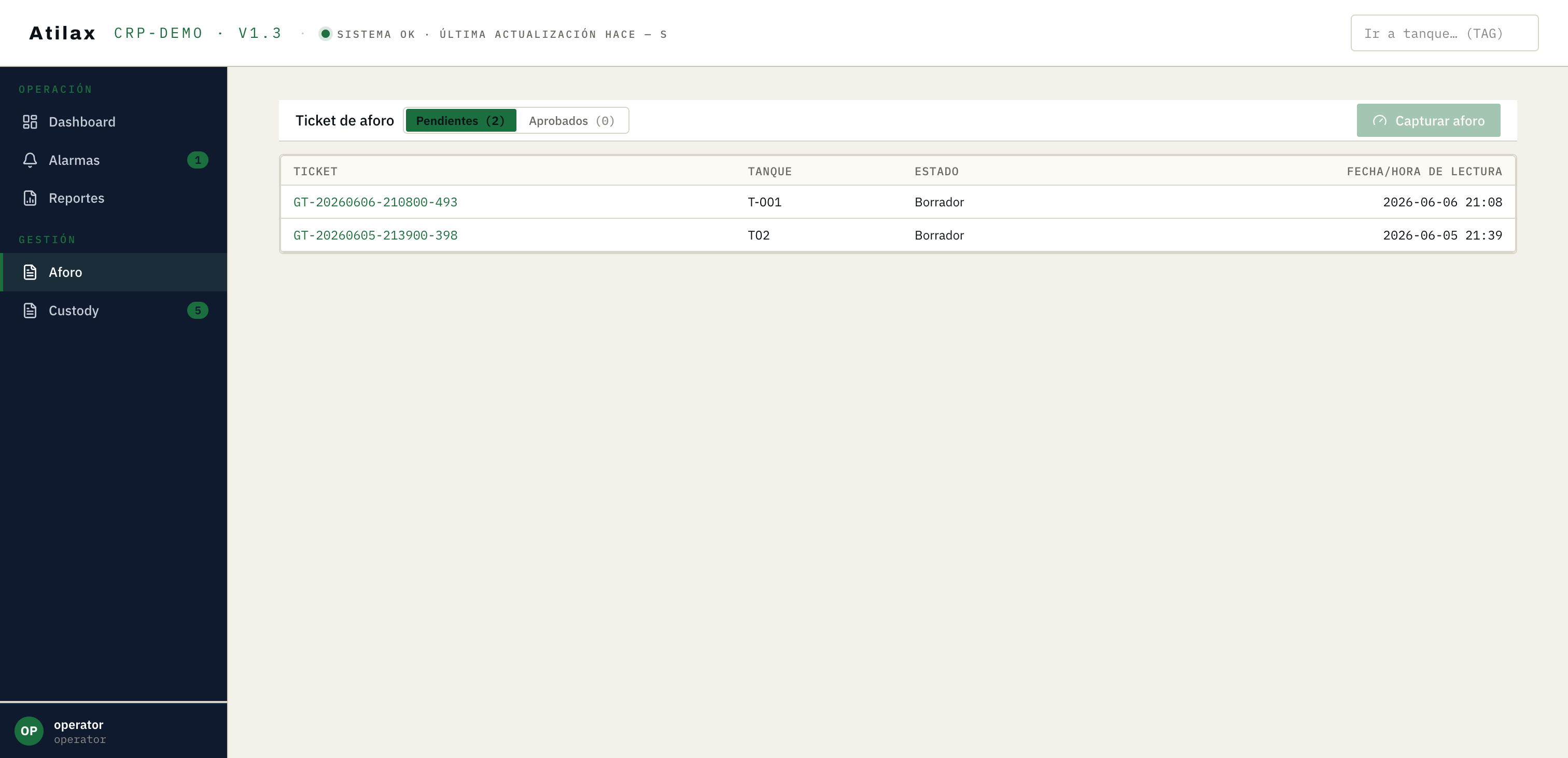 Workspace de aforos con tickets